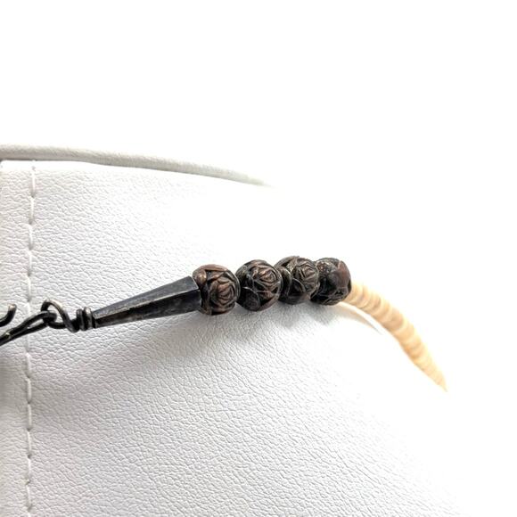 Vintage Heishi Shell Three Turquoise Stone Southwestern Hook Clasp 16" Necklace - Picture 5 of 9